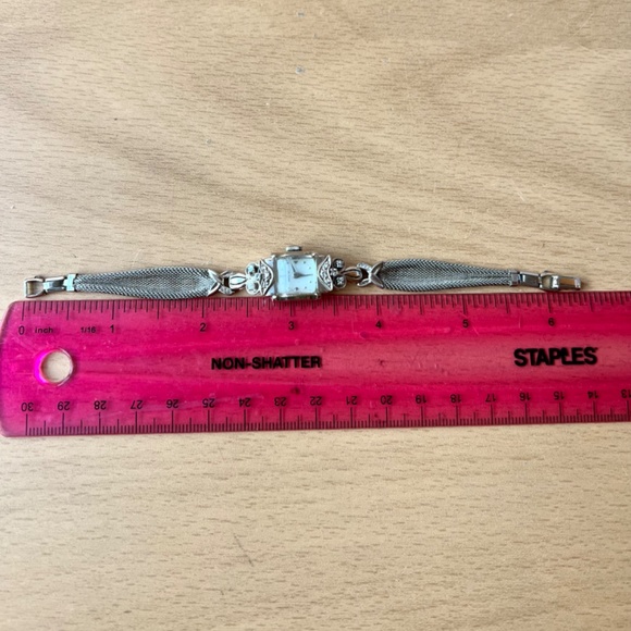 ANTIQUE VINTAGE LADIES 14K WHITE GOLD HAMILTON DIAMOND WRIST WATCH WORKING CONDT - Picture 7 of 16